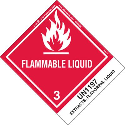 Flammable Liquid, UN 1197 Extracts, Flavoring, Liquid Label