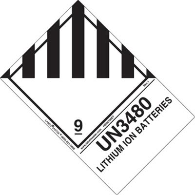 UN 3480 Lithium Ion Batteries Shipping Label