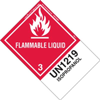 Flammable Liquid Label, UN 1219 Isopropanol, Paper w Extended Tab