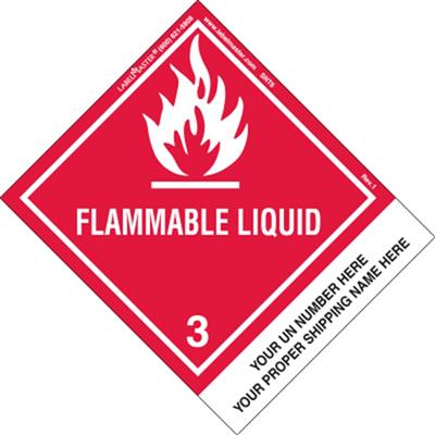 Personalized Flammable Liquid Shipping Name Label, Paper with Standard Tab