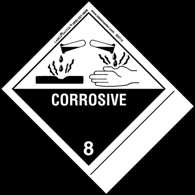 Corrosive Label, Blank, Shipping Name, PVCF w Standard Tab