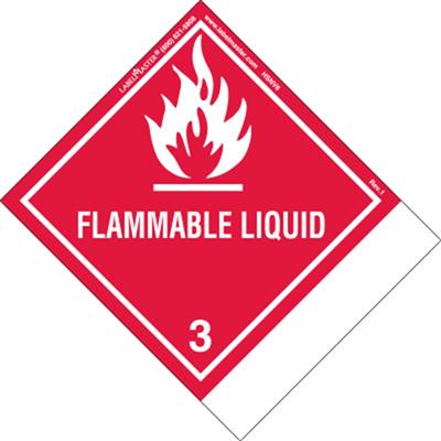 Flammable Liquid Label, Blank, PVC Free Film with Standard Tab