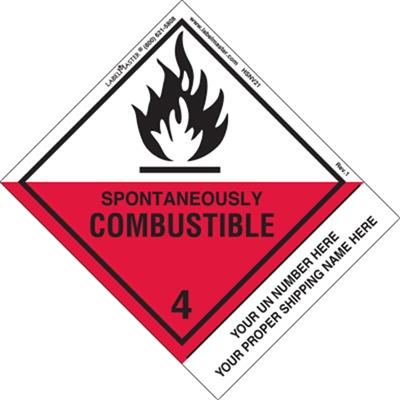 Personalized Spontaneously Combustible Label, Shipping Name, PVC Free Film w Standard Tab