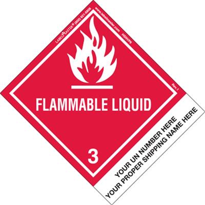 Personalized Flammable Liquid Label, Shipping Name, PVC Free Film with Standard Tab