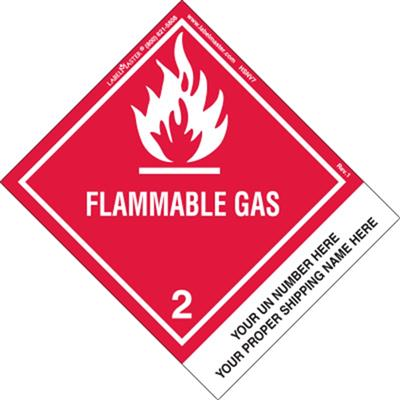 Personalized Flammable Gas, Shipping Name, PVC Free Film, Standard Tab Label