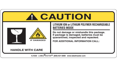 Lithium Ion Batteries Inside Marking, Vinyl, 6" x 2.5"
