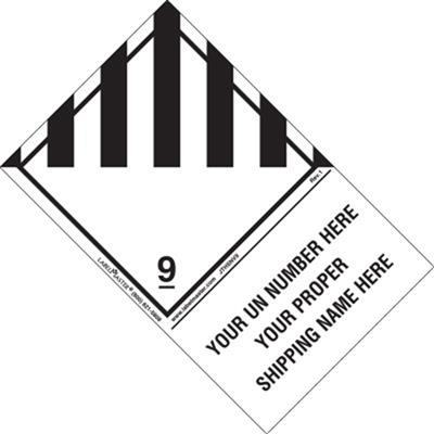 Personalized Misc Dangerous Goods Label, Shipping Name, PVC Free Film w Jumbo Tab