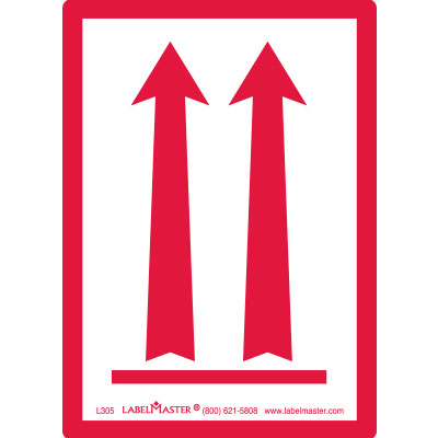 Red Arrows Up Air Label, Paper 2-15/16" x 4-1/8"