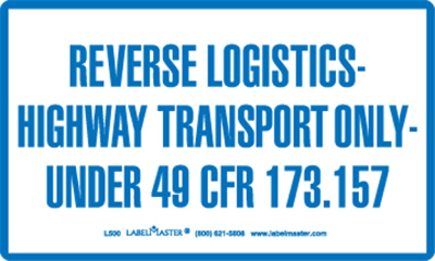 Reverse Logistics Highway Transport Only Label