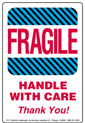 Fragile, Handle With Care, Thank You Label