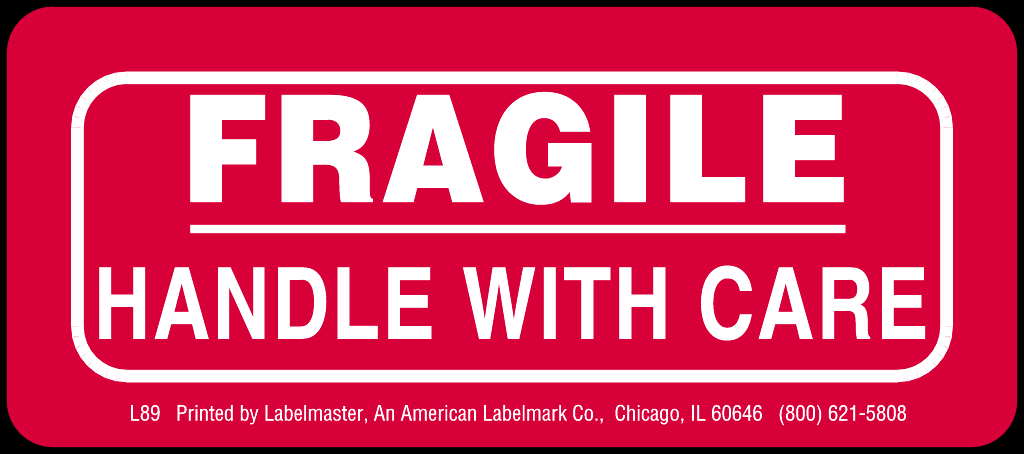 Fragile Handle With Care Label, 4 x 2