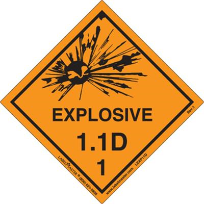 Explosive 1.1 D Label, Paper, 500ct