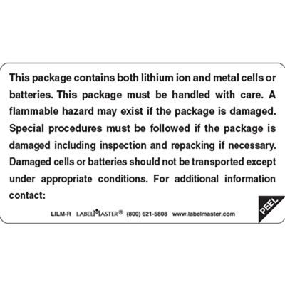 Peel Away Document, Contains Both Lithium Ion And Metal Cells Or Batteries