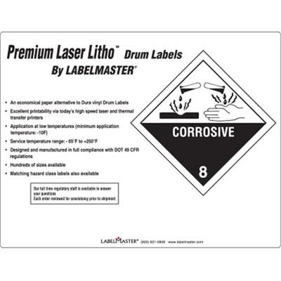 Laser Imprintable Vinyl Drum Label, 8 3/8" x 14 7/8", 1 Color