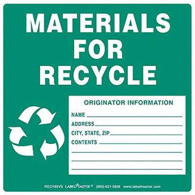 Materials for Recycle Label Originator Info Thermal PVCF