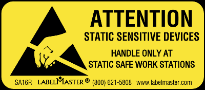 Attention Static Sensitive Devices Label, Paper, 2" x 7/8"