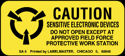 Caution Sensitive Electronic Devices Label - Paper, 2" x 7/8"