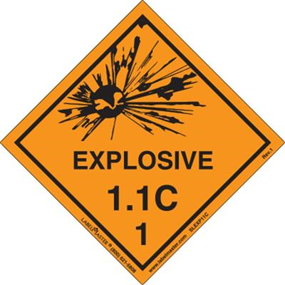 Explosive 1.1 C Label, Vinyl, 500ct Roll