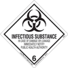Infectious Substance Label, Worded, Paper, 50 Pack