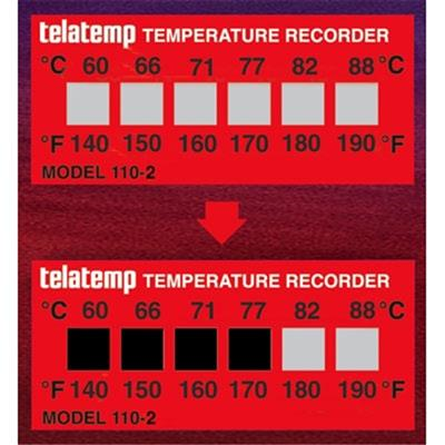 Telatemp Recorder Label, 140°F to 190°F