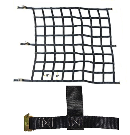 82 x 82 inch Heavy Duty Cargo Net with Ratchet and E Track Fittings
