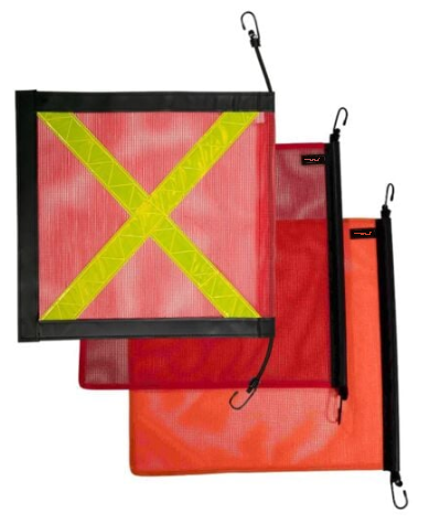 Vinyl Mesh Safety Flag with Rubber Bungees 18 x 18"