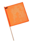 Orange Vinyl Mesh Safety Flag 18 x 18 with Wooden Dowel