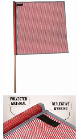 Red Vinyl Safety Flag 18 x 18 with Reflective Edging and Wooden Dowel