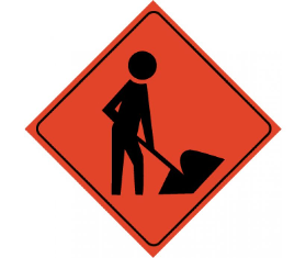 Reflective Roll-Up Workers Ahead Sign