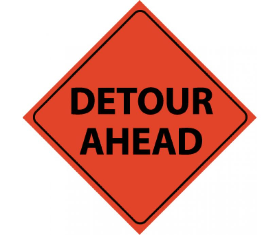 Reflective Roll Up Detour Ahead Sign