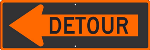Detour with Left Arrow Sign