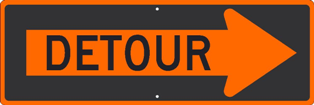 Detour with Right Arrow Sign