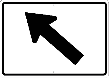 High Intensity Reflective Auxiliary Diagonal Arrow Left Sign