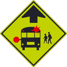 School Bus Stop Ahead MUTCD Sign - Diamond Grade Reflective