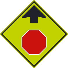 Stop Ahead Symbol with Arrow Sign MUTCD - High Intensity Reflective