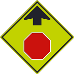 Stop Ahead Symbol with Arrow Sign MUTCD