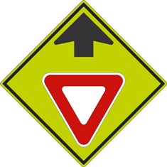 Yield Ahead Symbol with Arrow Sign - Diamond Grade