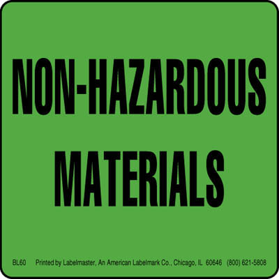 Non Hazardous Materials Label