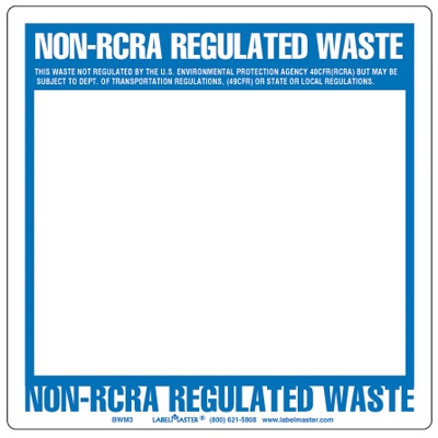 Non RCRA Regulated Waste Label, Blank Open Box - Vinyl