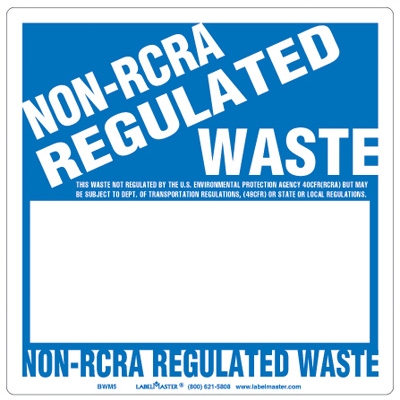 Non RCRA Regulated Waste Label - Blank Half Open Box - Vinyl