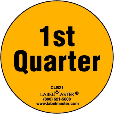 1st QUARTER Inventory Control Warehouse Quarterly Labels 2" Circle, 500/Roll 