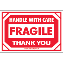 2" x 3" Fragile - Handle With Care Labels