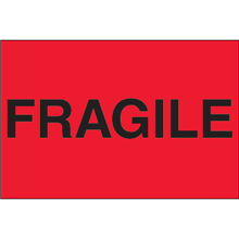 3" x 5" Fragile Fluorescent Red Labels