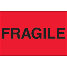 2" x 3" Fragile Fluorescent Red Labels