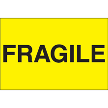 2" x 3" - Fragile Fluorescent Yellow Labels