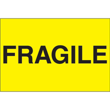 3" x 5" Fragile Fluorescent Yellow Labels 500ct Roll