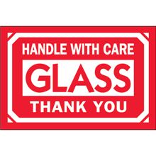 2" x 3" Glass - Handle With Care - Thank You Labels