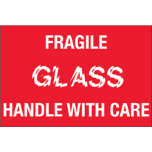 2" x 3" Fragile - Glass - Handle With Care Labels