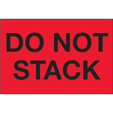 3" x 5" Do Not Double Stack Fluorescent Red Labels