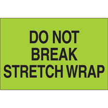 2" x 3" Do Not Break Stretch Wrap Fluorescent Green Labels